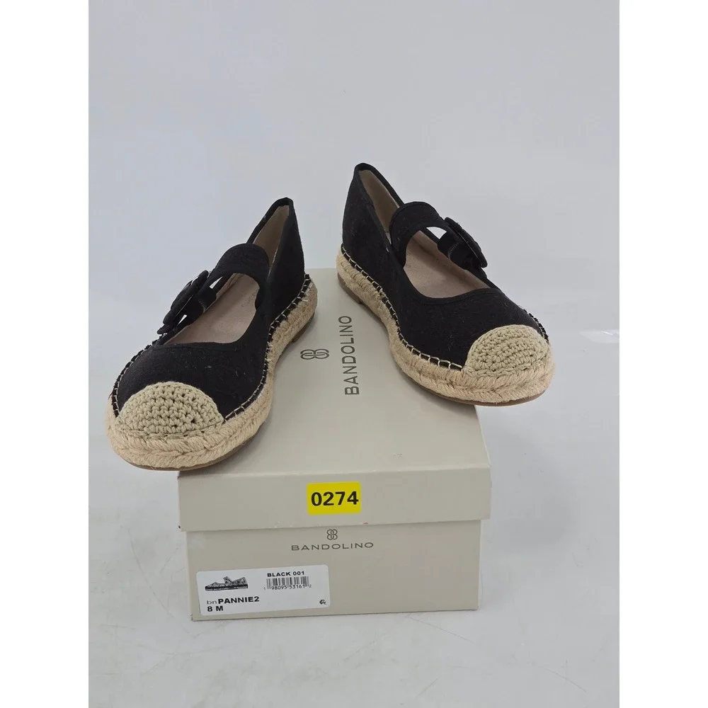 Bandolino Pannie2 Espadrille Flats Womens 8 Black Mary Jane Buckle - Excellent